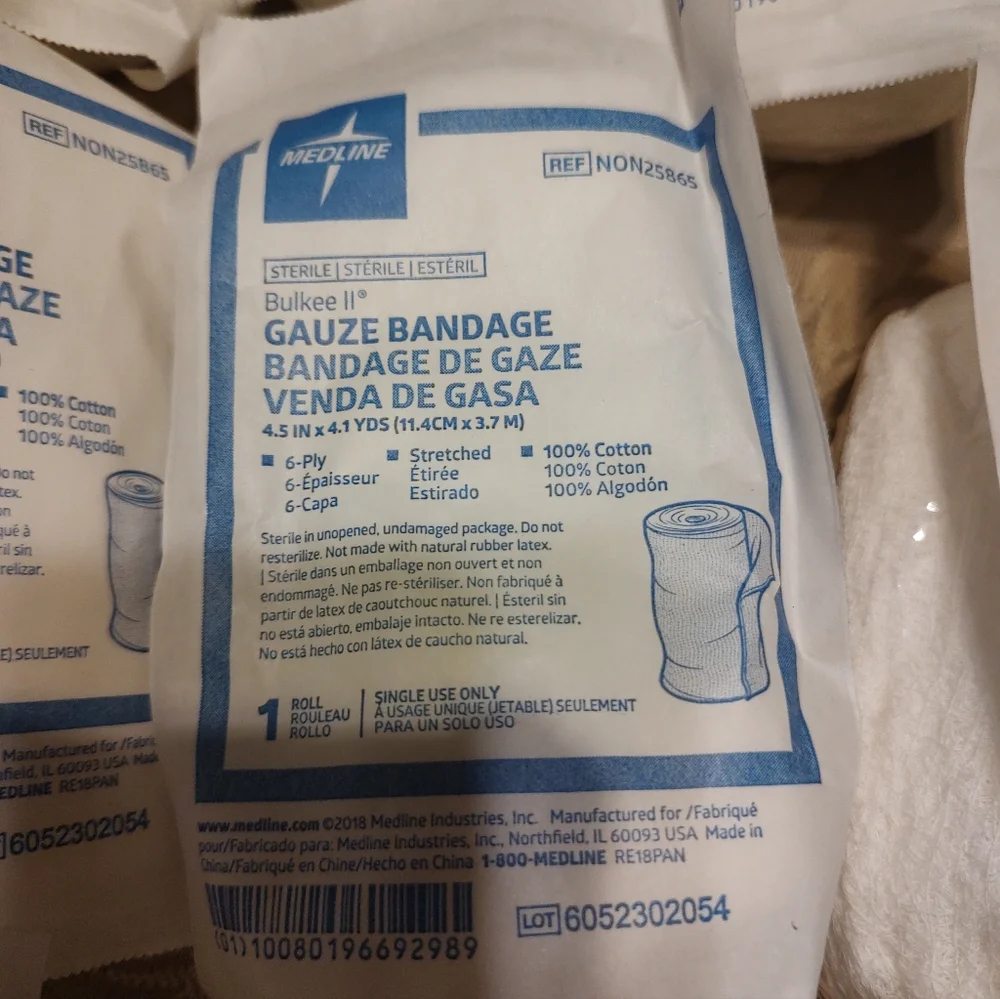 ⚕️⛑️⚕️ New Sealed Super Fluffy Cotton Rolled Gauze Bandage - Pack of 12 - Picture 6 of 9